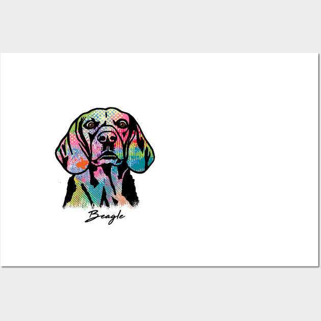 Beagle Dog - Tie Dye Color Wall Art by Pam069